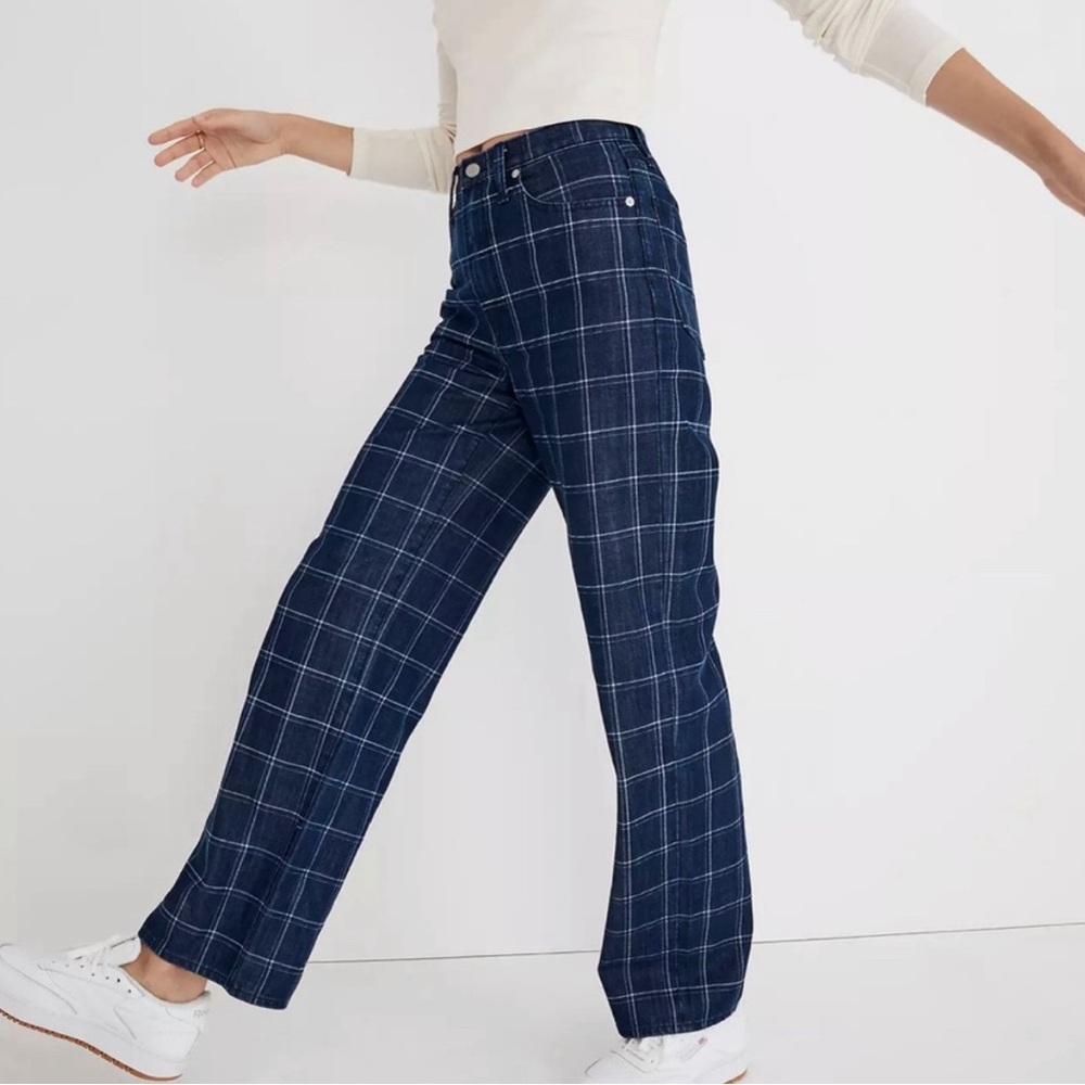 NWT Madewell Perfect Vintage Wide Leg Jeans in Windowpane